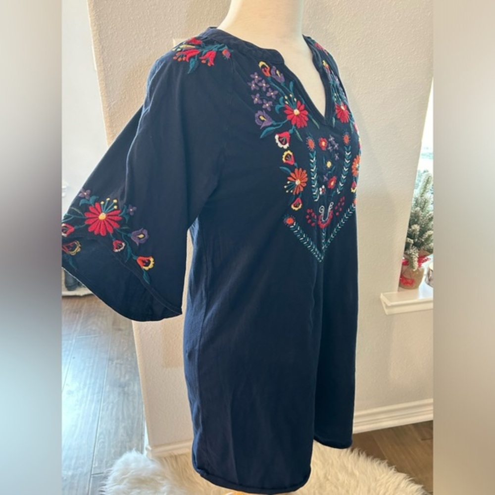 Johnny Was Los Angeles navy floral embroidered dress small